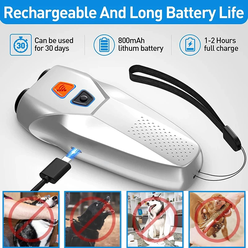 

Ultrasound Dog Repeller High Power Pet Anti Barking Stop Bad Behaviors Training Device Dog Repellents with Flash Light