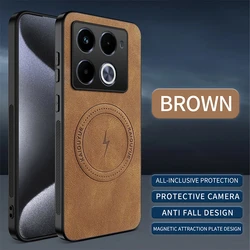 Luxury PU Leather Magnetic Protective Phone Case - Magsafe Compatible for Infinix Note 50x (Brown)