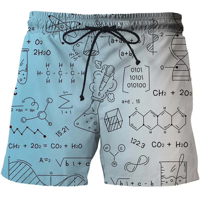 New Men's Mathematical Formula 3D Printed Beach Pants Men's Swimming Shorts Surfing Suit 3D Digital Harajuku Beach Shorts