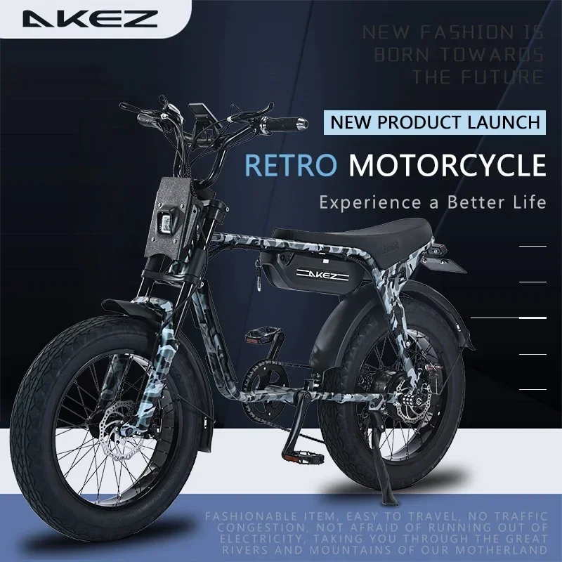 Ebike AKEZ 20-inch ZX Fat Tire 48V 1500W 18AH Electric Mountain Bike