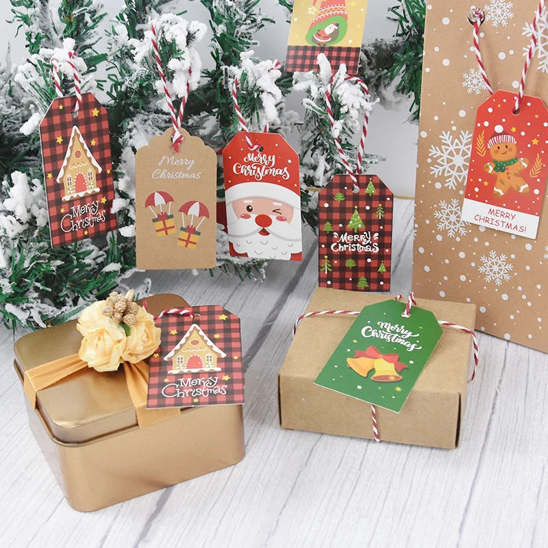 200 PCS Christmas Tags Kraft Paper Gift Tags Hang Labels With Cotton String  And Twine String For Xmas Decoration - AliExpress