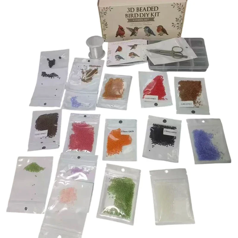 DIY-Perlenbastelset für Erwachsene, handgefertigtes Set für winzige 3D-Perlentiere, niedliches Perlenset als Geschenk für Kinder (Materialbeutel)_voghion.com