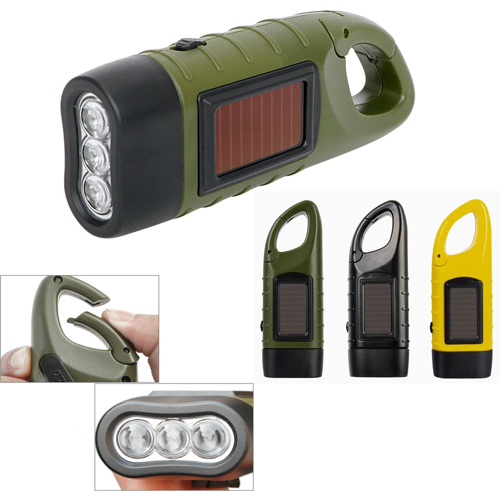 10pcs Hand Crank Dynamo Solar Power Tent Light Led Flashlight Portable