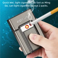 Hot selling aluminum alloy classic cigarette box rechargeable cigarette lighter 20 cigarette box metal pull 1