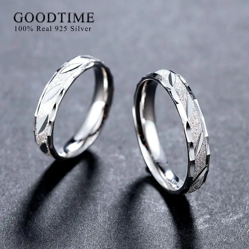Trendy Pure 100% 925 Sterling Silver Wedding Ring Frosting 1 Piece Egagement Band For Couple Anniversary Jewelry For Woman Man 4