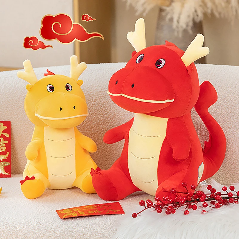 

24CM Cartoon Zodiac Dragon Plush Toy Soft Stuffed Mascot Dolls Plushies Toys For 2024 Chinese New Year Decoration