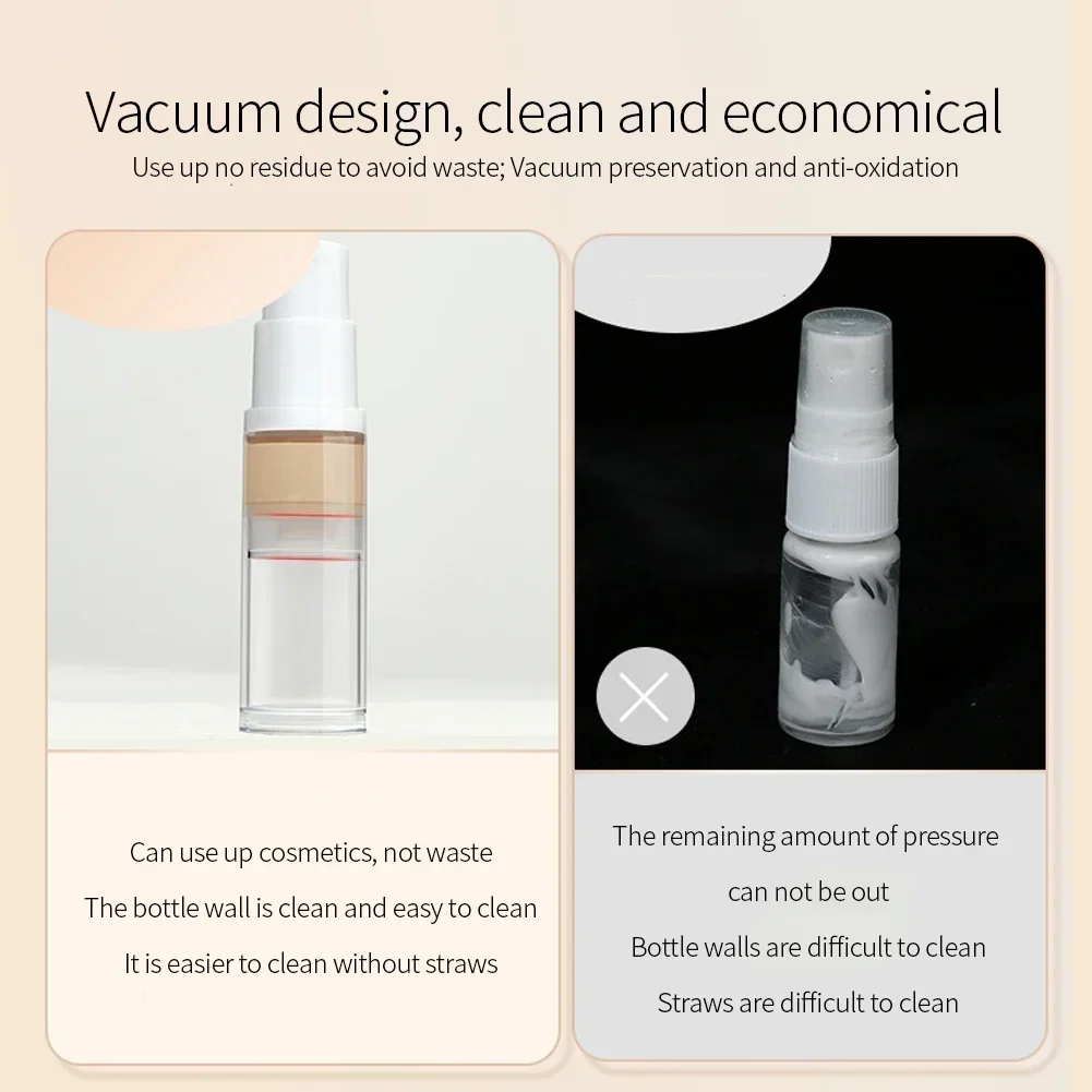 5ml 10ml Clear Airless Cosmetic Cream Pump Bottle Travel Size Dispenser Makeup Container for Cream Gel Lotion Refillable
