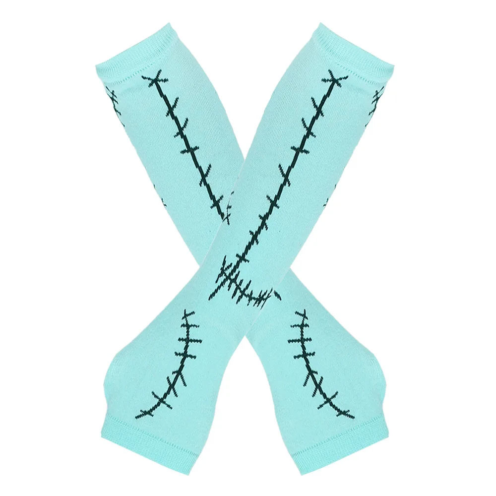 Cosplay Props Movie Sally Cosplay Gloves Socks Zombie Suture Long Fingerless Gloves Elbow Mittens Stockings Set Halloween Costume Prop