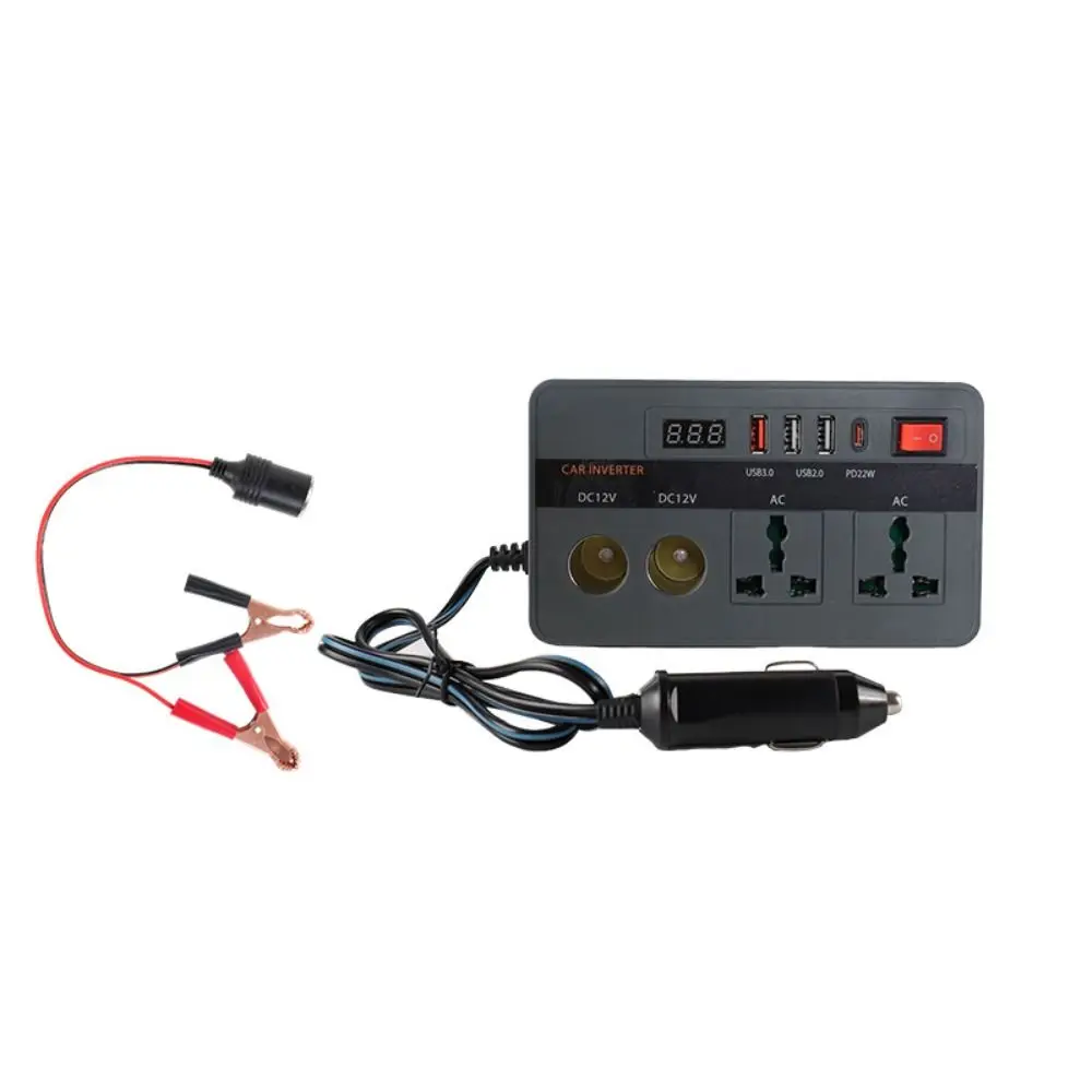 유럽 ??표준 자동차 인버터 300W 범용 자동차 전력 변환기 USB+TYPE C 고속 충전 자동차 충전기 인버터