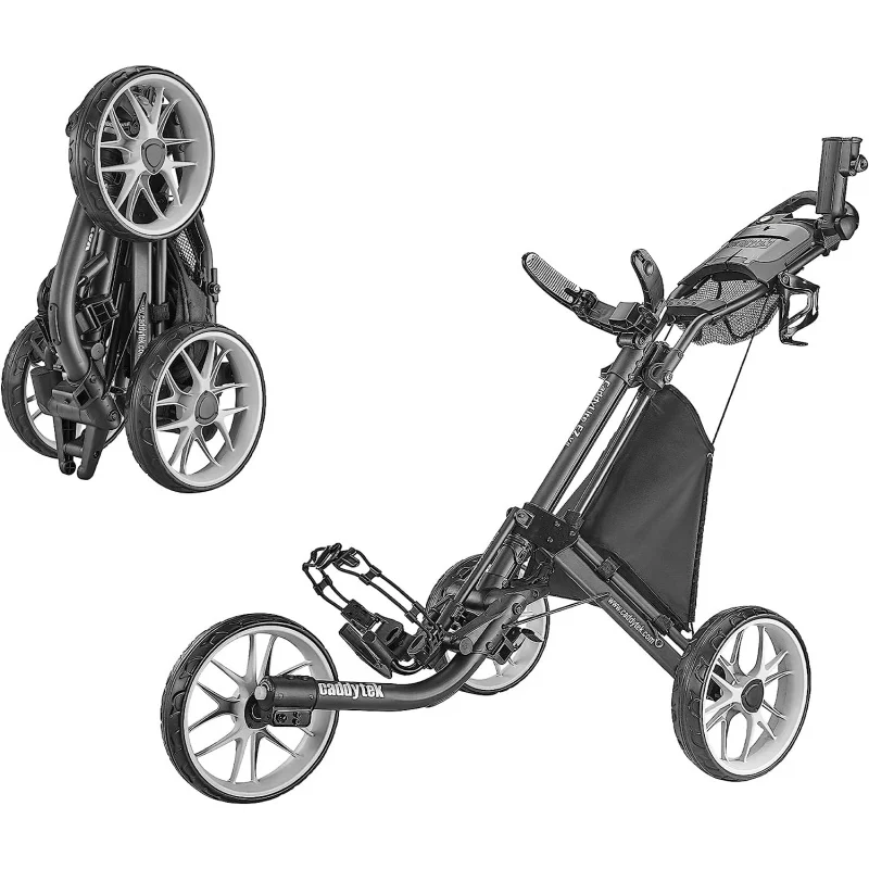 

Тележка для гольфа CaddyTek, 3 колеса, складная Складная легкая тележка для гольфа с ножным тормозом, легко открывать и закрывать