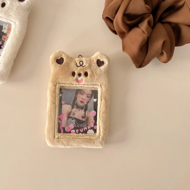 Kawaii Puppy Plush Photocard Holder Credit ID Bank Card Photo Bus Card Protective Case Photo Sleeves Stationery 4