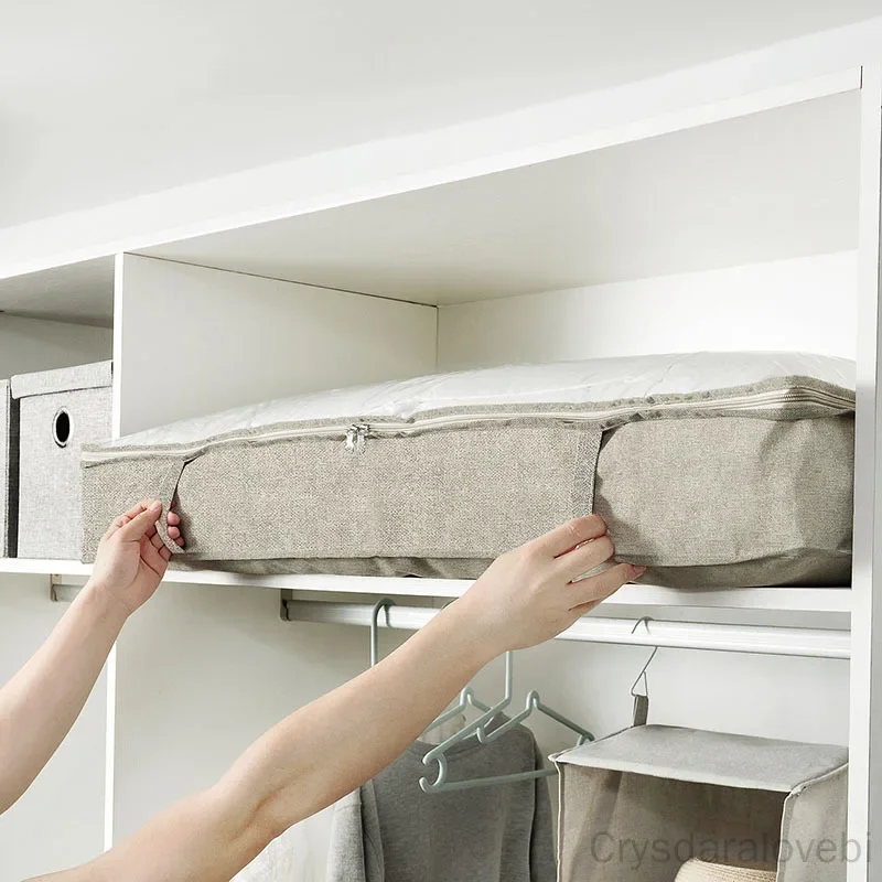 2pcs Foldable Under Bed Bags Large Quilt Storage Bag With Zipper Clothes Blanket Quilt Closet Organizer Box Cabinet Organizer 6