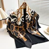 Retro Chain 90cm Printed Large Square Scarf Spring And Autumn Scarf Twill Silk Headscarf All-Match Sunscreen Shawl Female 6
