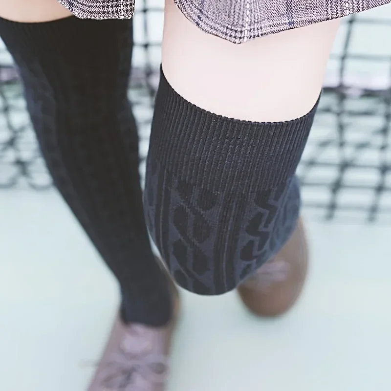 1 Paar gemütliche Thermo-Overknee-Stricksocken für Damen, warme und stilvolle Wintersocken mit verdicktem Material für Damen – Detail 11