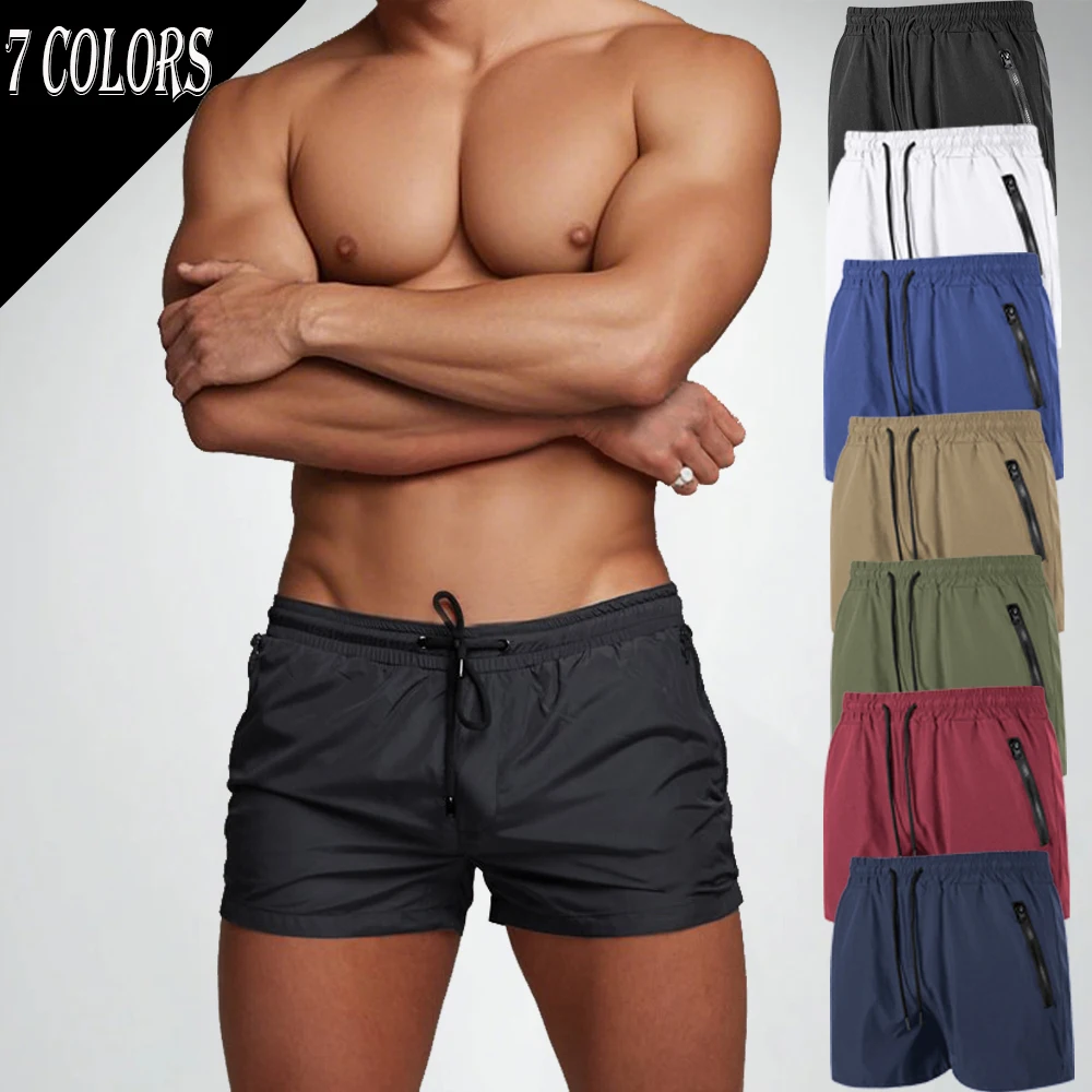 Sports Shorts Sport Shorts Jogging Shorts Running Shorts Casual Shorts Men Workout Running Shorts Drawstring Mesh Lining Zipper Pocket Solid Colored Outdoor Fitness