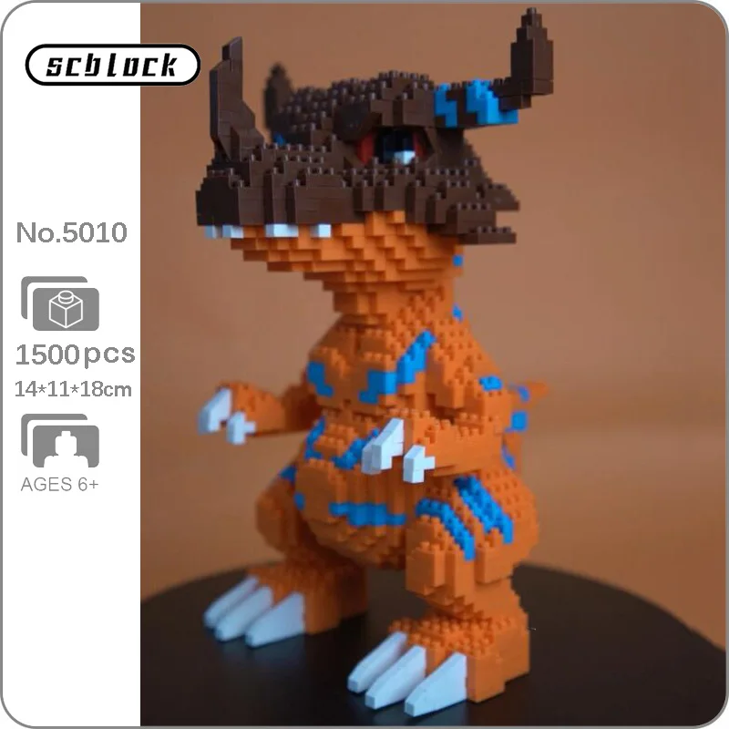

SC 5010 Anime Digimon Greymon Dragon Digital Monster Pet Animal DIY Mini Diamond Blocks Bricks Building Toy For Children No Box