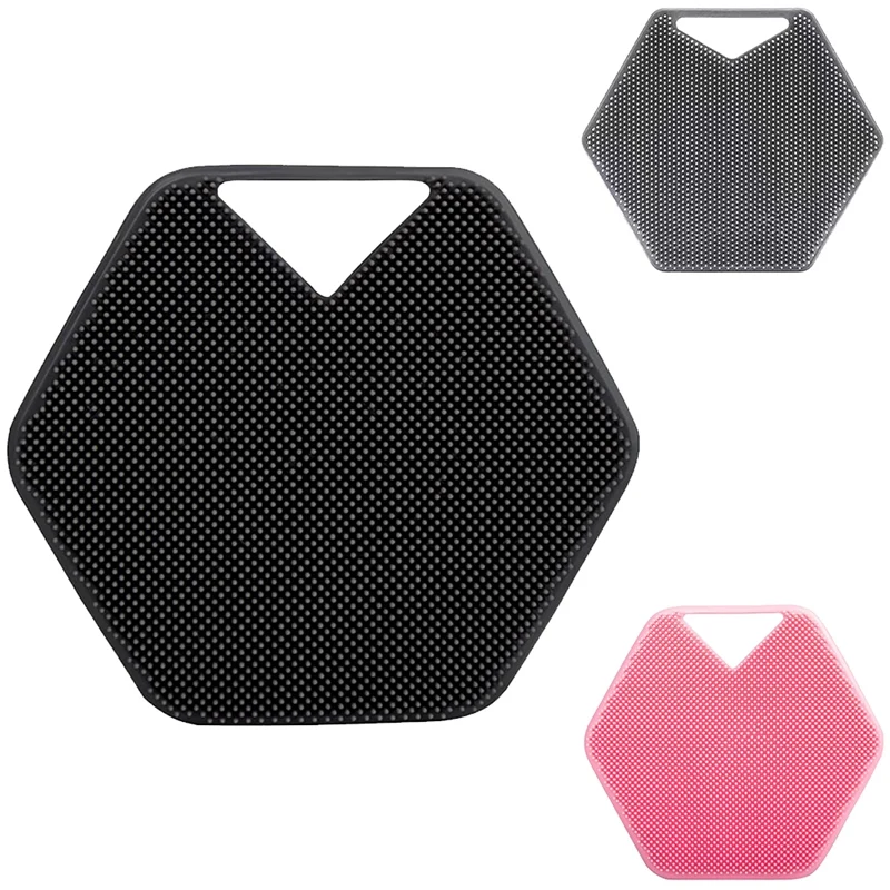 

3 Pcs Silicone Exfoliating Body Scrubber Shower And Bath Accessories With Storage Hooks Easy To Clean (Pink)
