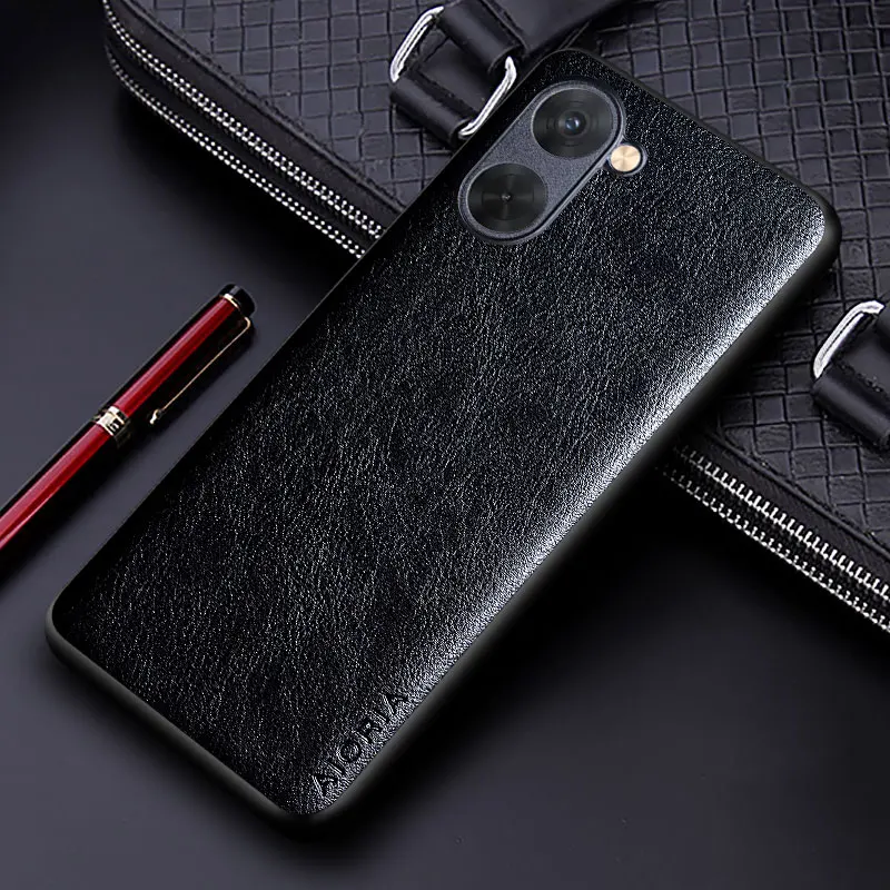 Luxury Leather Business Case - Solid Color Soft TPU & Hard PC Cover