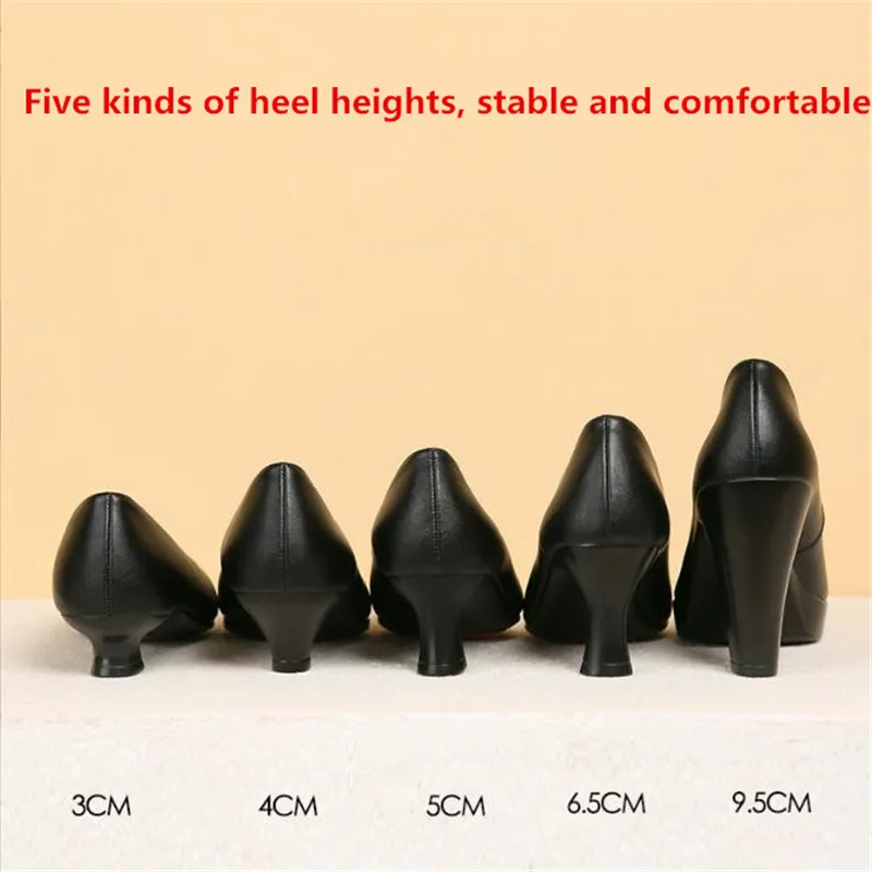 Genuine Leather Women High Heels Pumps 2023 New High Quality Shoes Classic Black High Heels Shoes for Office Ladies Shoes 34-42