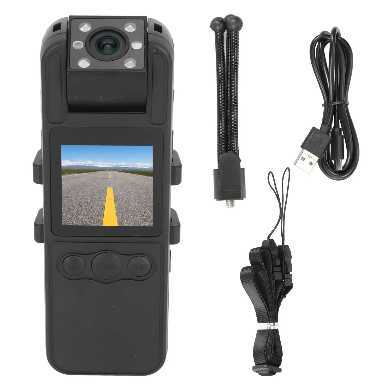 Mini 1080P Back Clip Camera Type C-180&deg; Rotating, One Key Night Video Recorder for Meetings