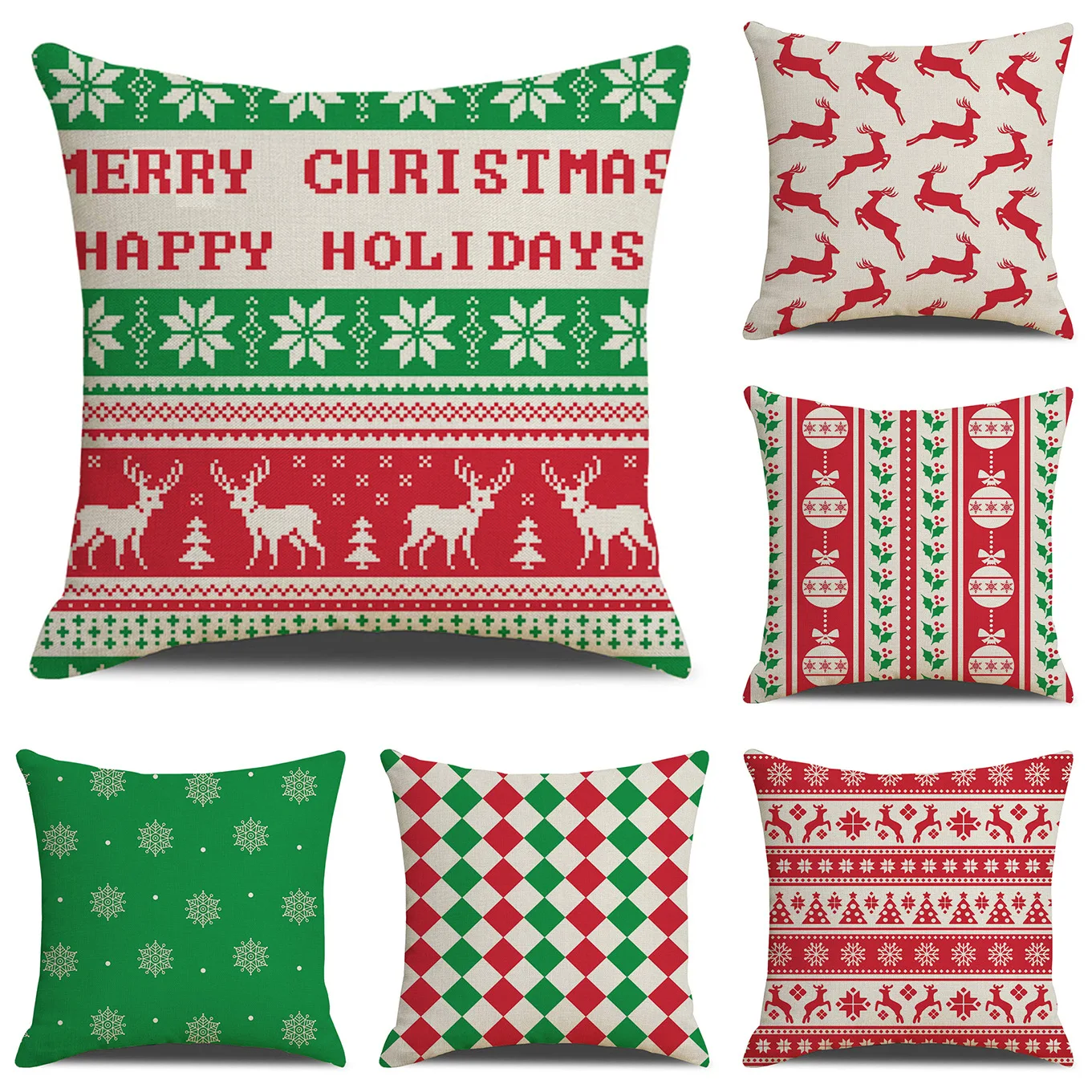 

Xmas Geometric Pattern Pillow Cover 45x45 Elk Print Stripes Cushion Cover Merry Christmas Pillowcase Home Decor Double Bed B0329
