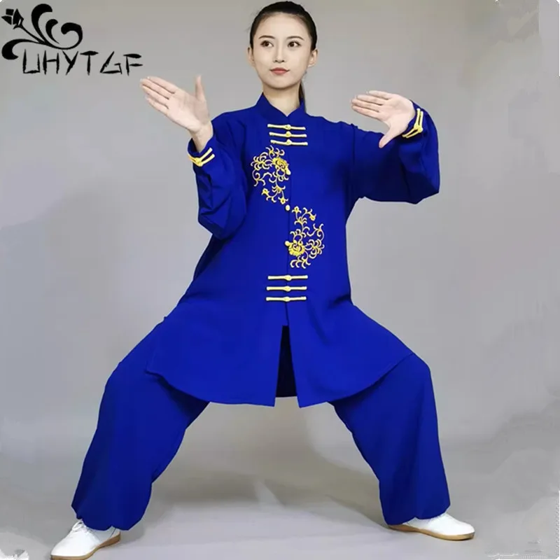 Chinese Dragon Boxing Spring Summer Tai Chi Suit Fashion Long Men Women Group Embroidery Stage Performance Tai Chi Clothing