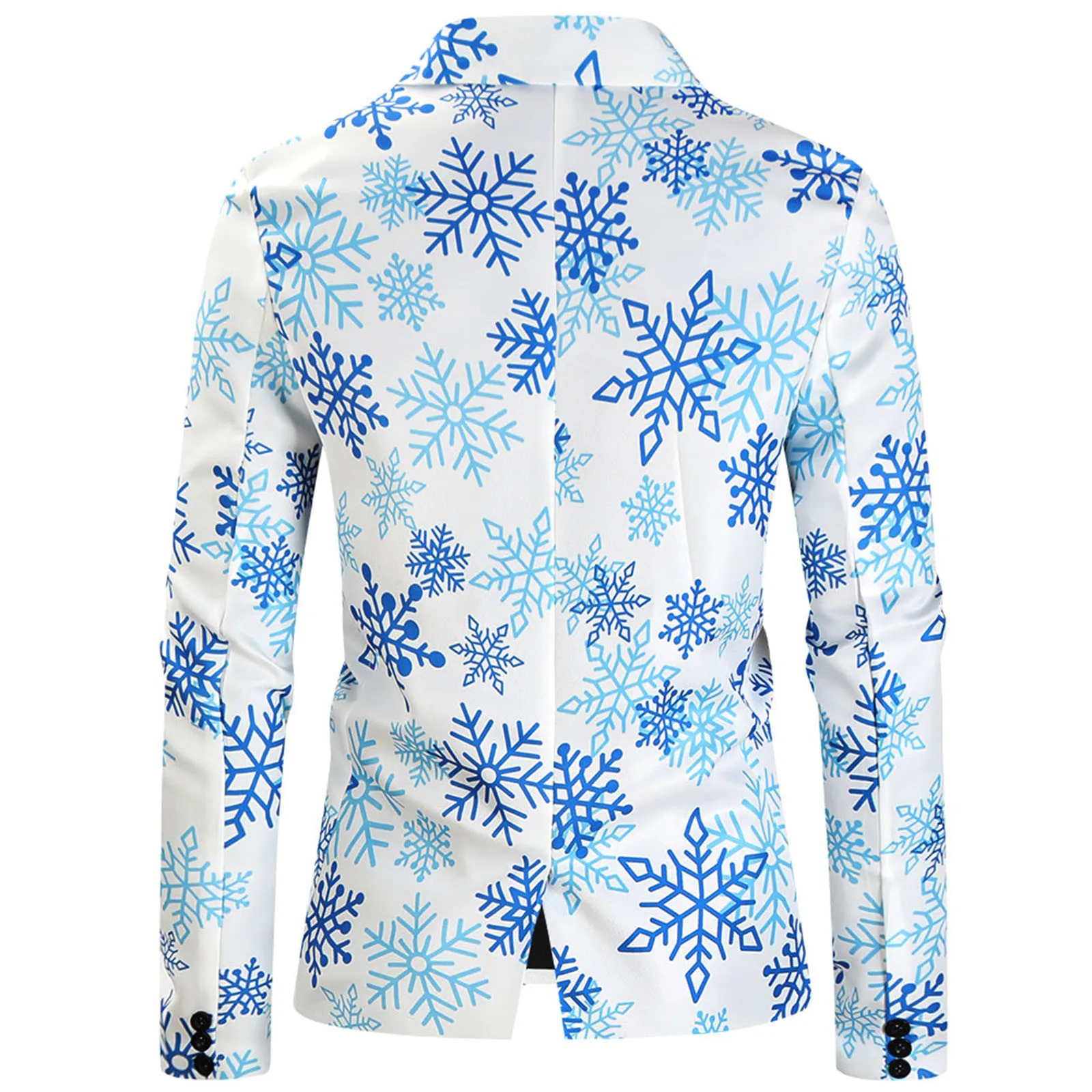 Men Christmas Blazer Snowflake Printed Long Sleeve Slim Buttons Suit Coat Jackets Stylish Xmas Carnival Party Costume Tops Male
