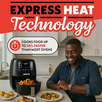 4 Qt Digital Air Fryer with 8 Presets, FryForce360° Technology, Dishwasher Safe Accessories, Compact Black Design 5