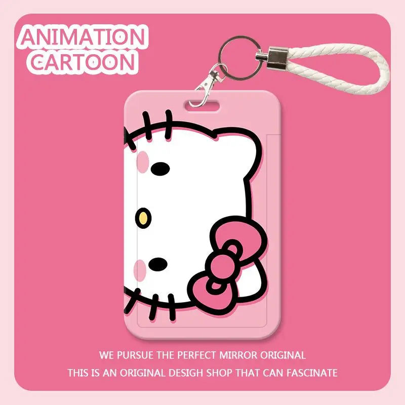 

kawaii Sanrio HelloKitty cartoon anime student campus card meal card set bus badge protective case cute fashion card set lanyard