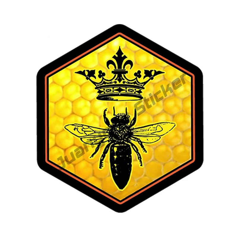 Waterproof Car Sticker Queen Bee Beehive Honey Crown Creative Decals for SUV Window Truck Camper Decor Accessories PVC13x13cm