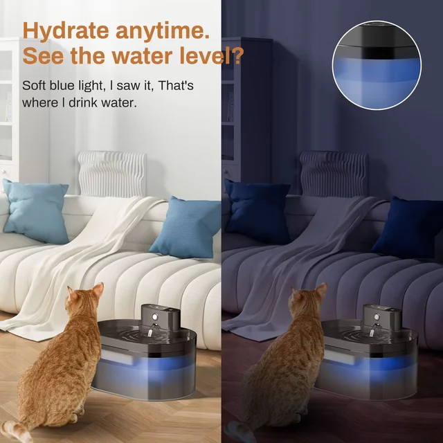2.2L Wireless Automatic Pet Water Dispenser Rechargeable Cat Indoor Fountain Dispenser With 2600mAh Infrared Sensor For Dog Cat 6