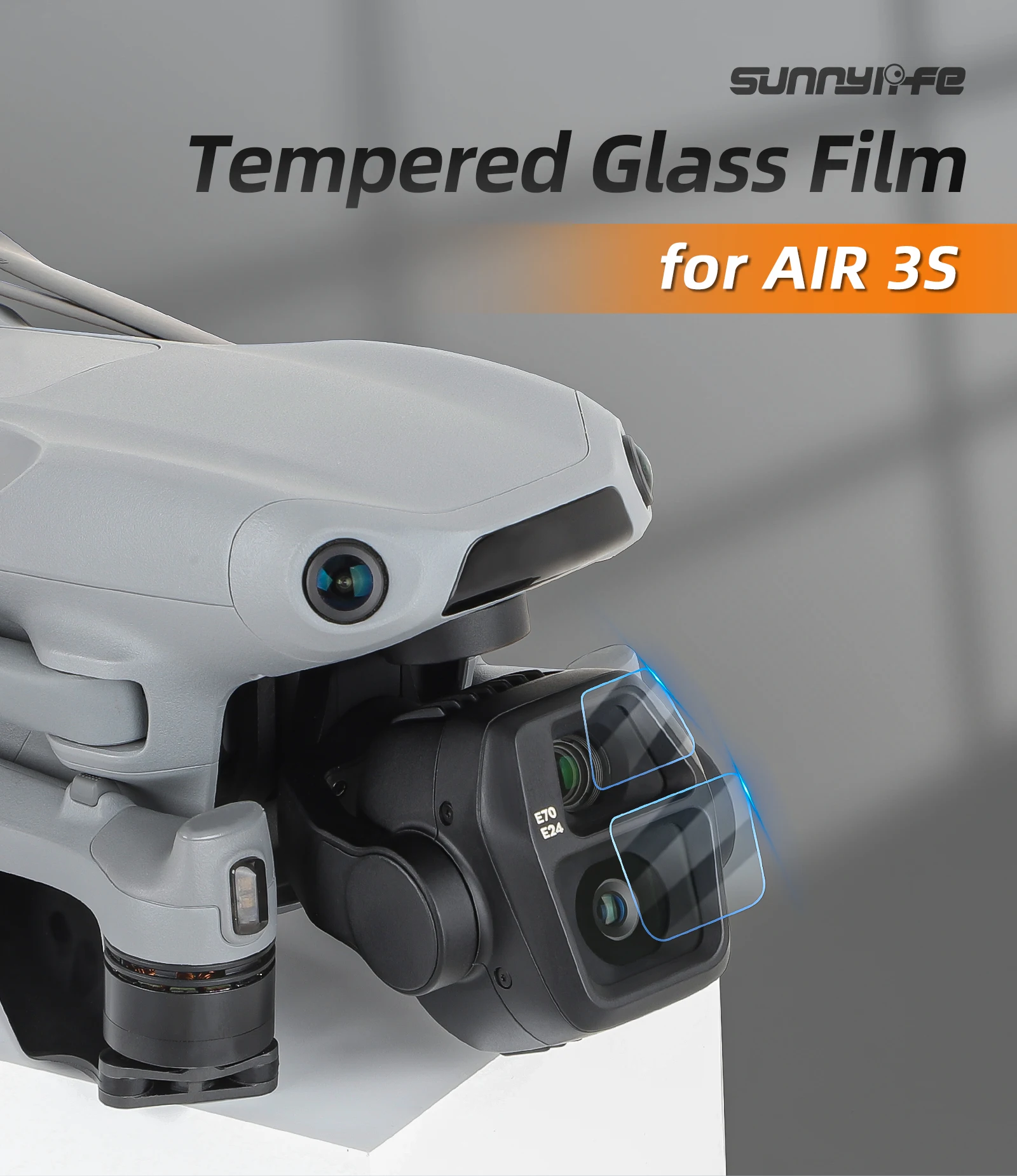 Description Picture 2 of itemFor DJI AIR 3S HD Gimbal Lens Protector Dustproof Fingerprint Camera Tempered Film 2 Pcs Drone Accessories