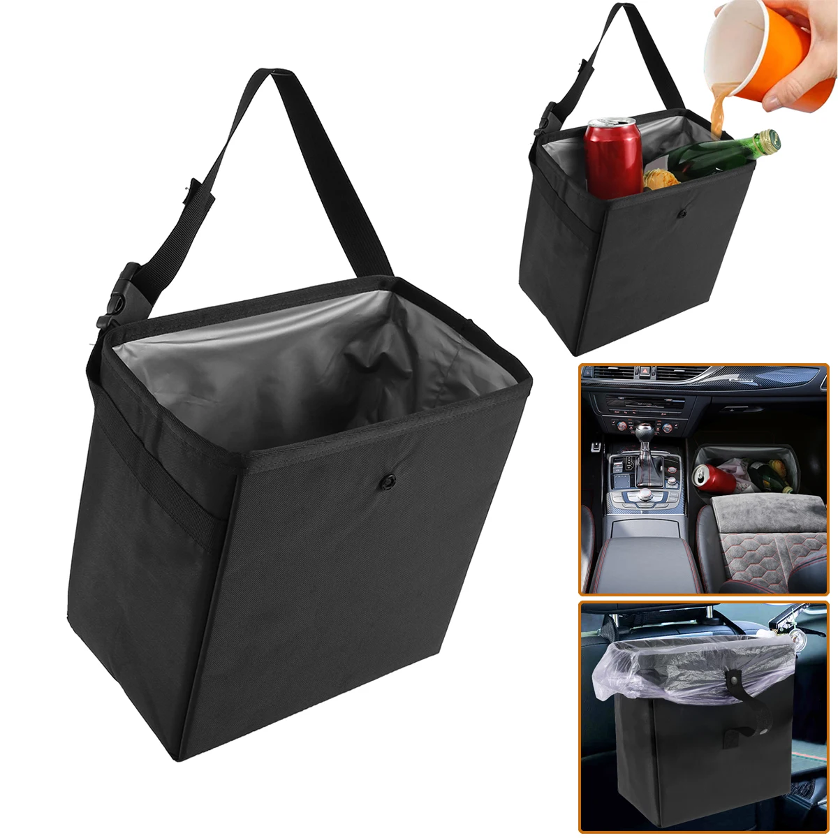Car Trash Can Car Trash Bag Car Trash Can Garbage Bag 8.5/6.58L Large Capacity Waterproof Foldable Car Garbage Organizer Portable Hanging Multi-function
