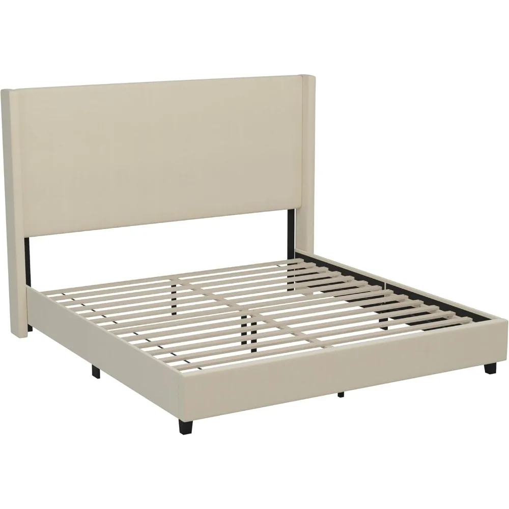 Wingback Platform Bed, Durable Engineered Wood Frame, No Box Spring Needed, Lightweight Design, king Bed 3