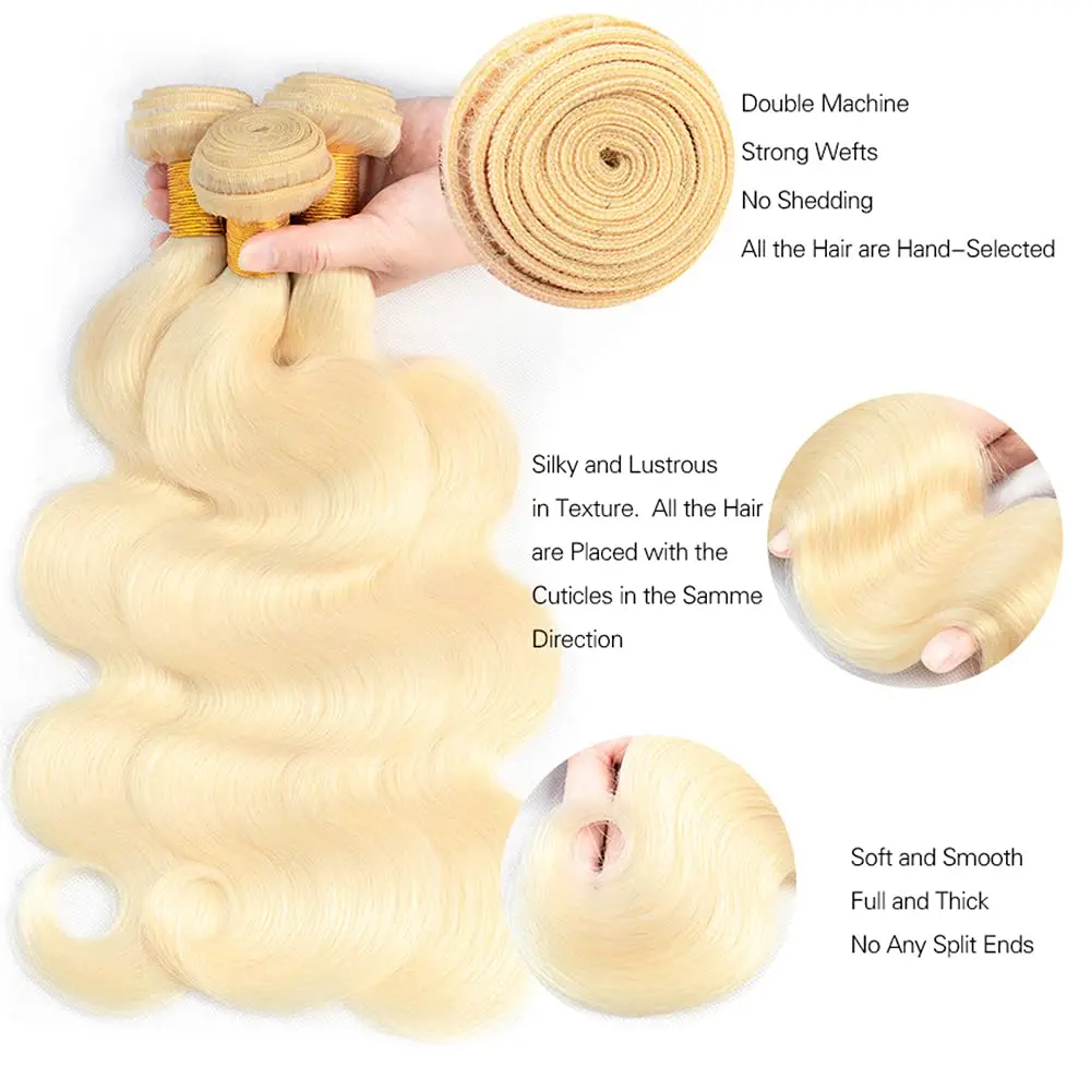 

613 Blonde Body Wave Bundles Brazilian Human Hair Weave Bundles Body Wave Remy Hair Bundle Human Hair Weft Can Be Dyed