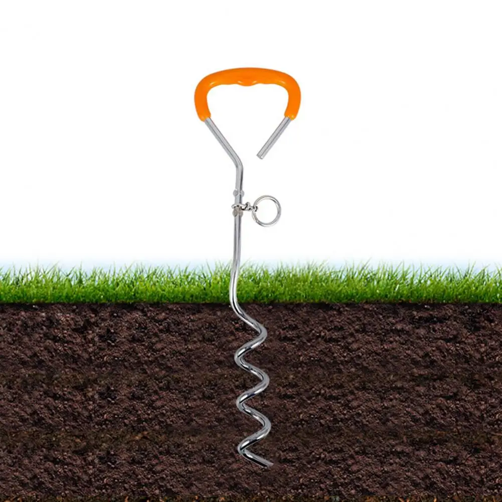 Dog Spike Durable Ergonomic Handle Thick Heavy Duty Spiral Ground Spike Backyard Play