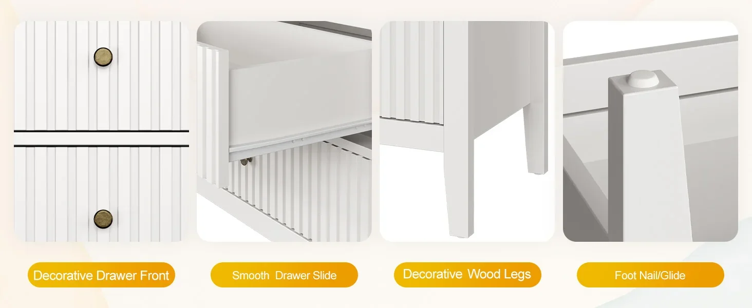 Fluted 4 Drawer Dresser for Bedroom