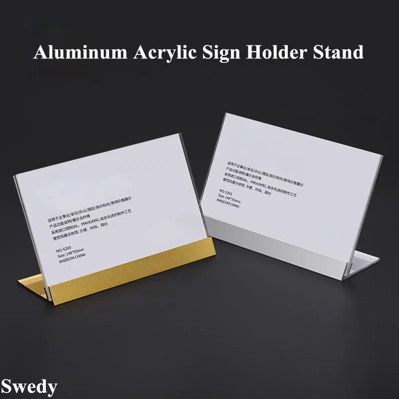 

83x65mm Quality Aluminum Acrylic Sign Holder Display Stand Menu Paper Holder Mini Price Label Card Tags