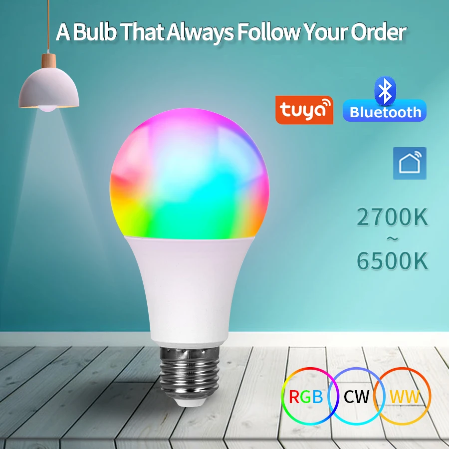Smart Led Light Bulbs Tuya Smart Led Bulb E27 220V Smart Light Dimable Bluetooth RGB Lamp APP Control for Bedroom Room Decoration Party Lights