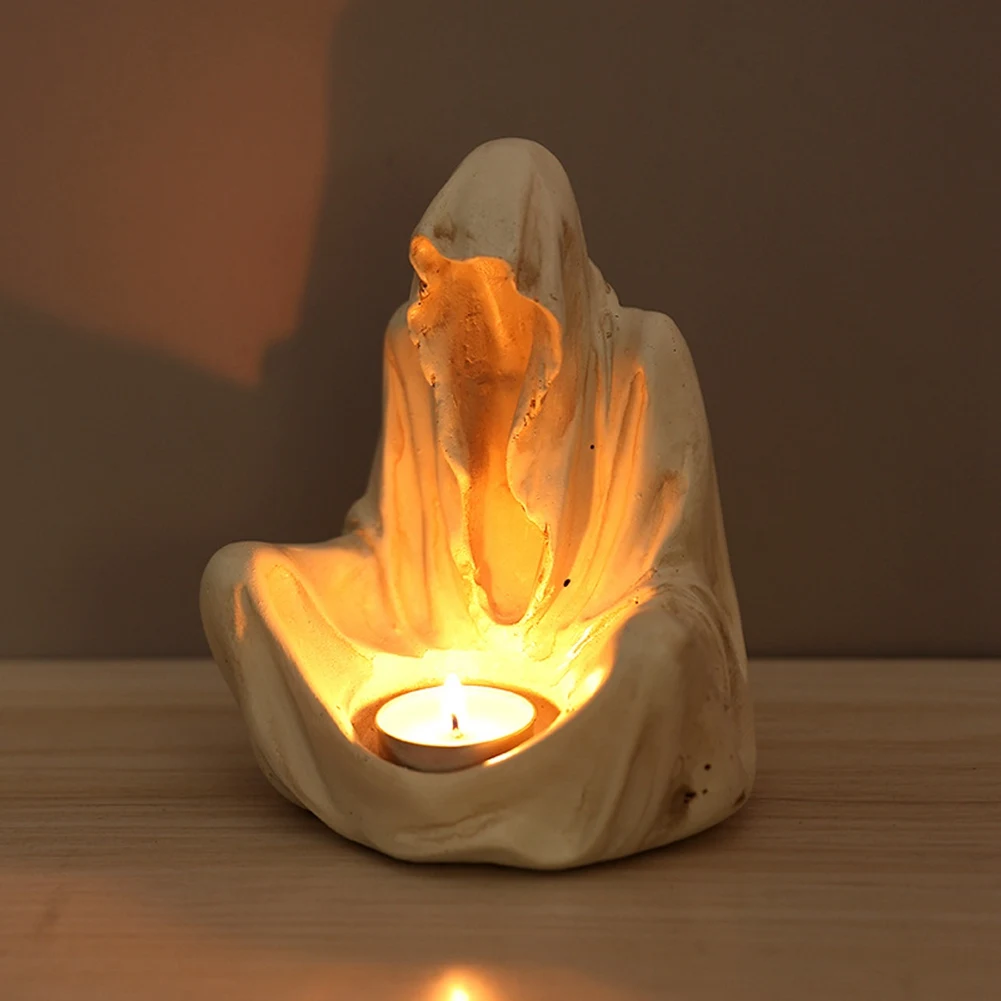 Resin ghost votive candle holder for Halloween table decoration