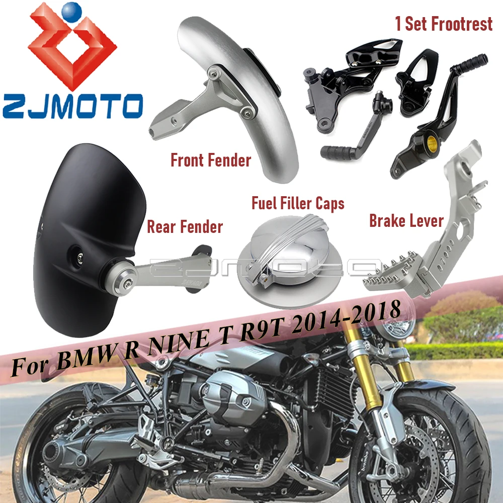 

Motorcycle Gear Shift Brake Lever Pedal Footrest Kits For BMW R NINE T R9T 2014-18 Front Fender Rear Mudguard & Fuel Filler Caps