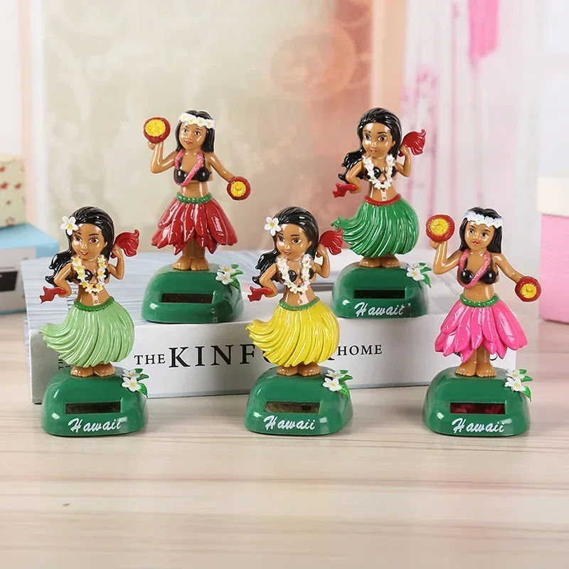 Figura Solar De Niña Hula Bailando Con Guitarra - Bobble Head, Movimiento Animado Para Coche