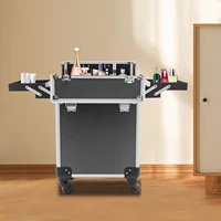 Professional Makeup Case,Aluminum Cosmetic Case Rolling Makeup Trolley Case for Travel Makeup Nail Art Hair Styling 1