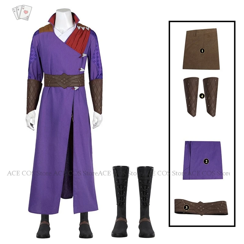 

Gale костюм для косплея фиолетового цвета Robe мужской костюм для косплея Baldur's Gate Маскировочная обувь Мужская одежда для Хэллоуина вечерние Roleplay