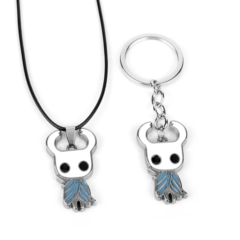 Hot Game Hollow Knight Keyring Keychain Cartoons Gifts Metal Key Chains Pendant Car Bag Key Holder Rope Chain Necklace