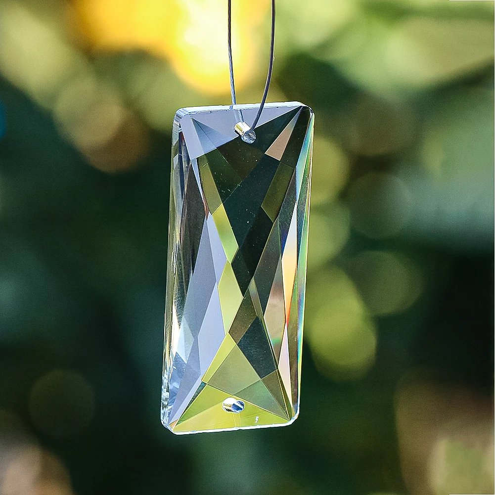 2pcs Strip Crystal Prism Pendant Faceted Clear 2 Hole Glass Pendant for Living Room Chandelier Crystal Replacement Accessories