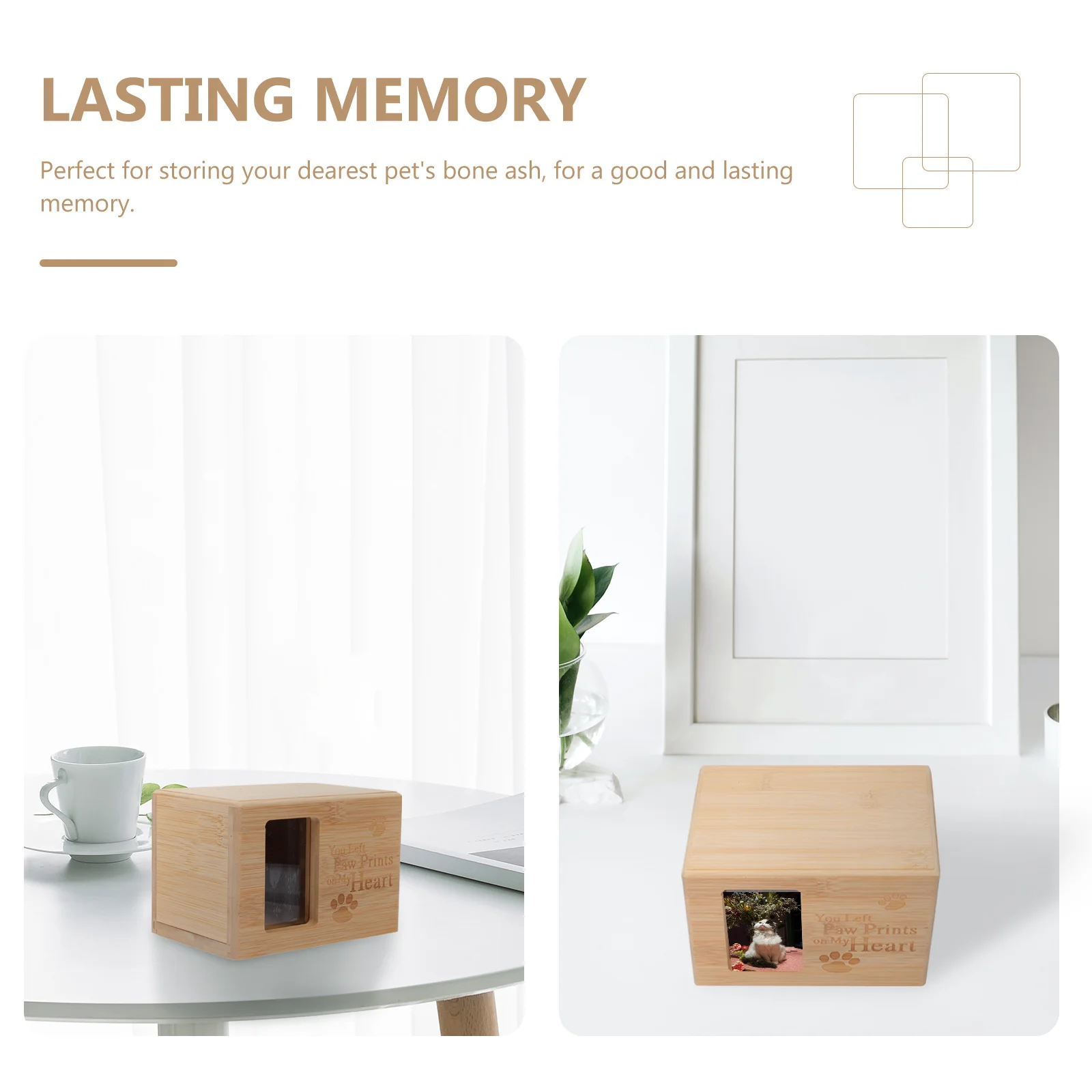 Bamboo Pet Cremation Urn Small Size Portable Storage Box Engraved Memorial Cinerary Casket Pet Supplies Products 1Pc