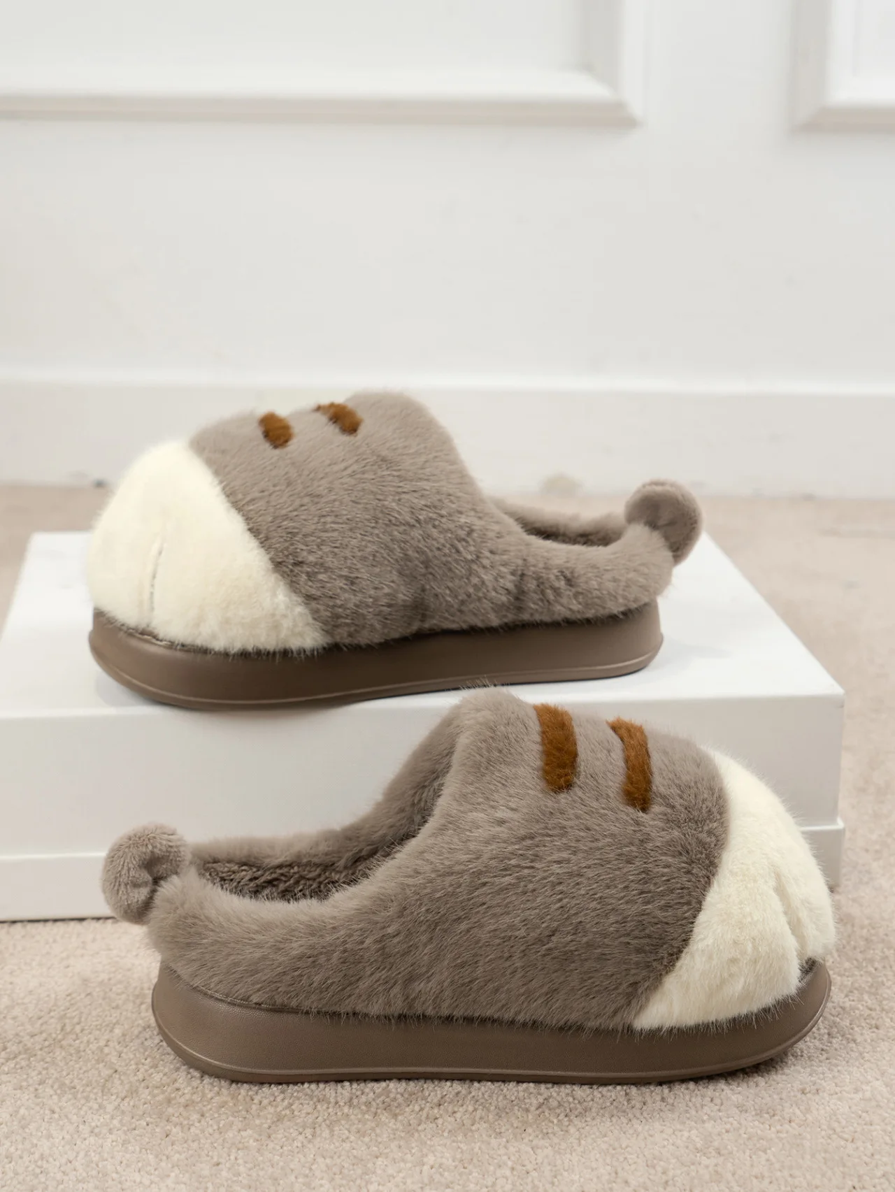 Neue Kitty Claw Furry Loafers Damen Flauschige Slip-On Mules Schuhe Gefütterte Winter Warme Plüsch Hausschuhe Unisex Katzenfuß-Schuhe – Detail 7