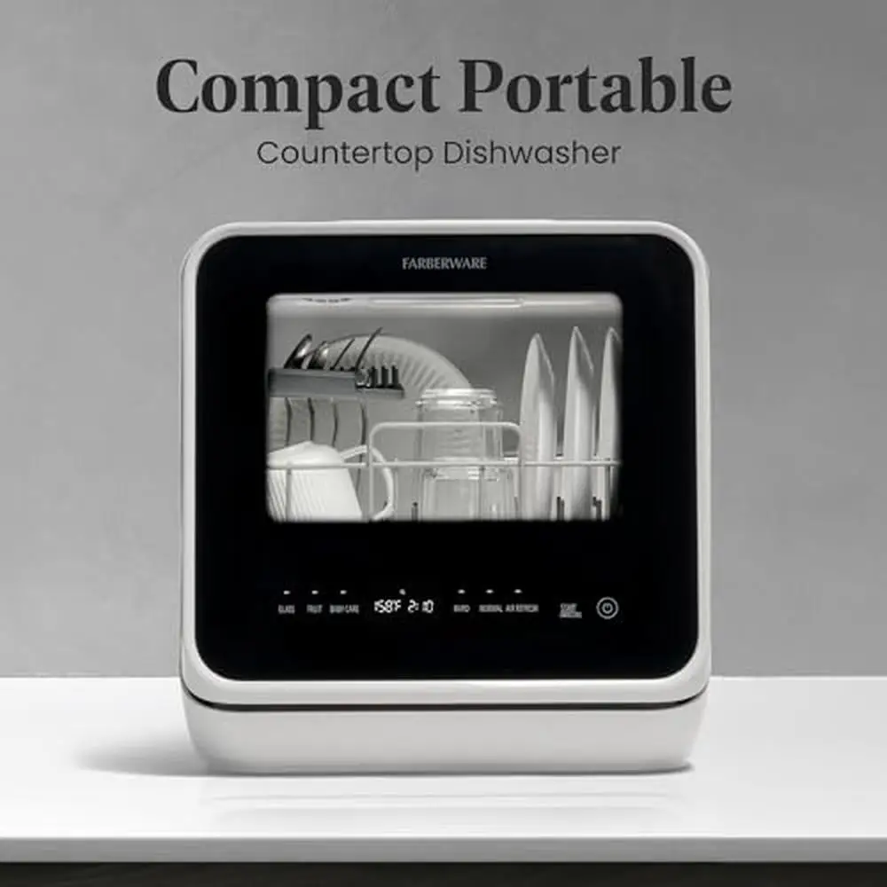 Portable Compact Countertop Dishwasher 5L Tank 5-Program Home RV Apartment Wash Dishes Glass Baby Care Sparkling Clean Easy Use 2