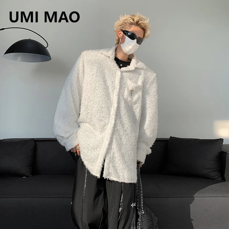 

UMI MAO Cleanfit American Plush Padded Shoulder Jacket Men's Yamamoto Dark Ruffian Handsome Metal Logo Top Hombre